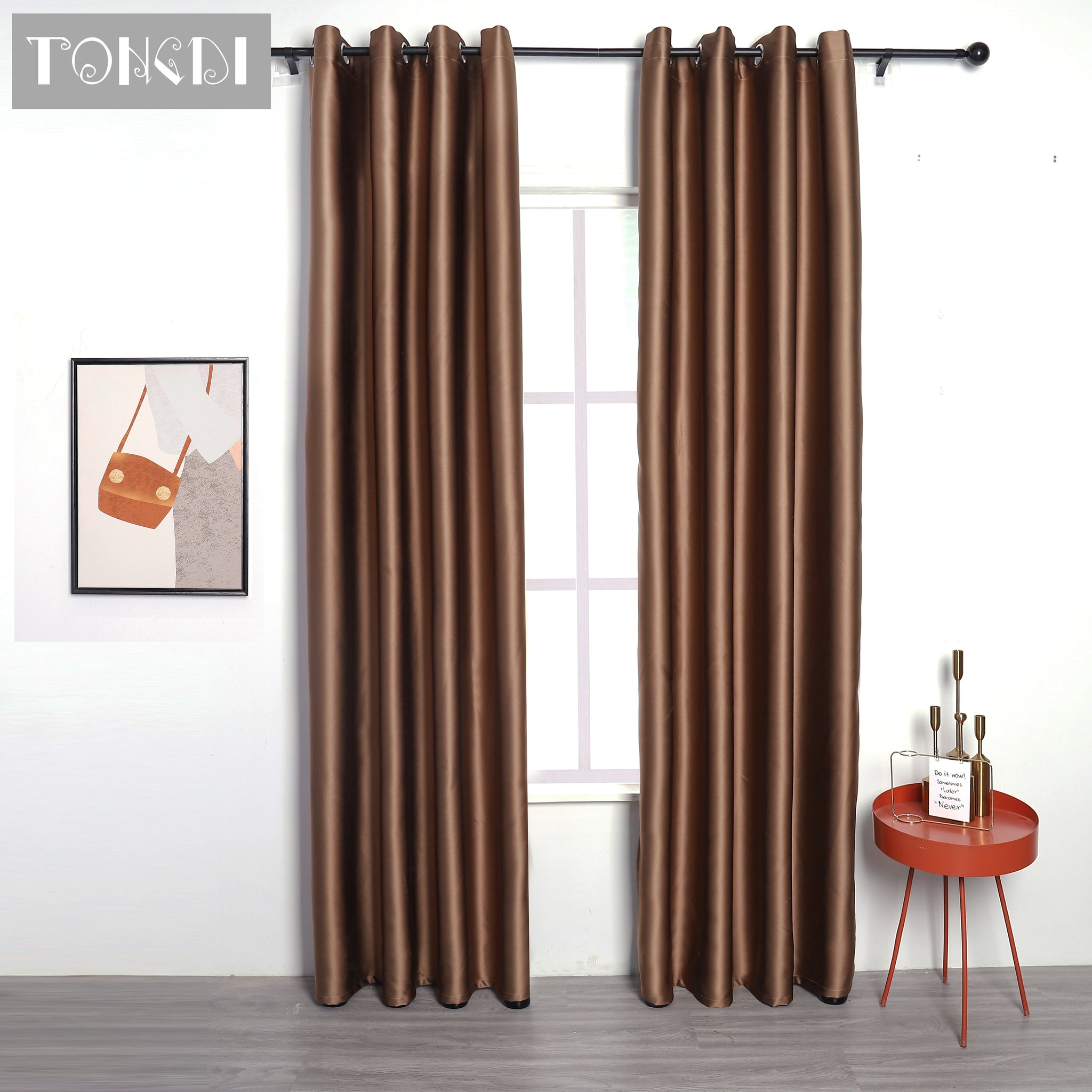 TONGDI Blackout Curtains Modern Lustrous High-grade Solid Color Panel Home Hotel For Living Room Bedroom Shading Noise Reduction