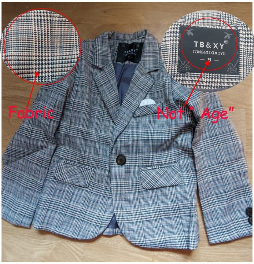 Formal Boys Suits for Weddings Blazers Pants Children Party Clothes Plaid Kids School Costume Gentlemen Teenager Tuxedos Sets