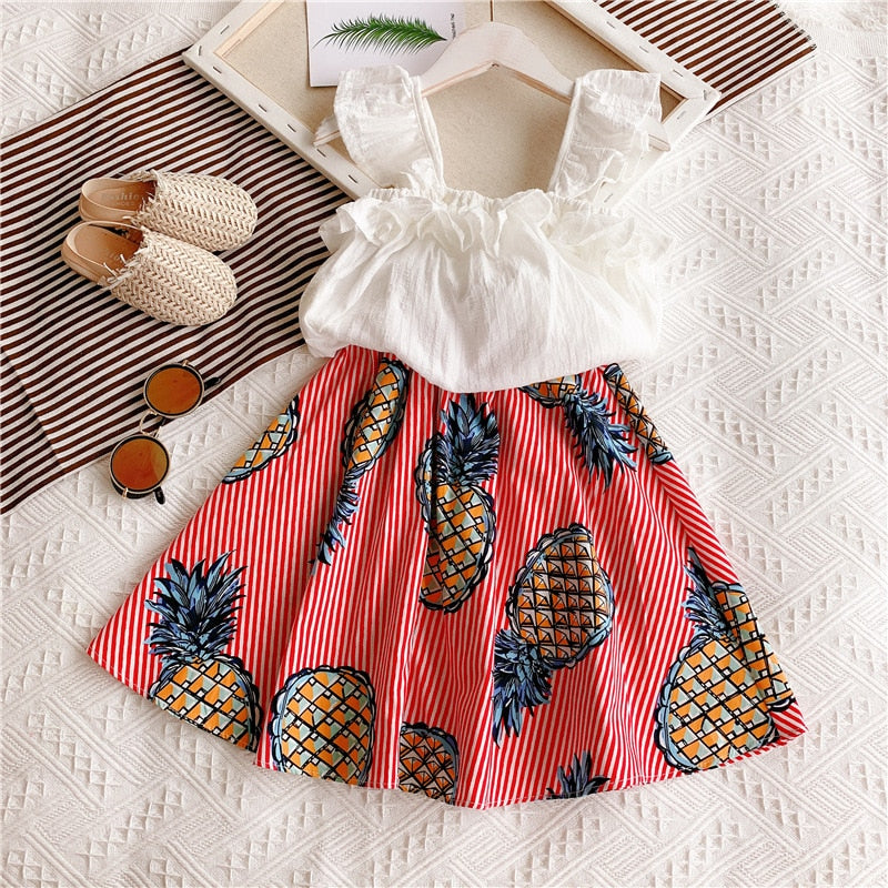 Children Clothing 2020 Summer Toddler Girls Clothes T-shirt+Skirt Outfit Kids Tracksuit Suits For Girls Clothing Sets 5 6 7 Year