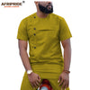 2019 African Men Clothing Ankara Pants Set Dashiki Shirt 2 Piece Outfit Crop Top Attire Short Sleeve Casual AFRIPRIDE A1916032