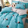 4pcs Nordic Bedding Set , Duvet Cover + Pillow Case + Bed Sheet Home Textiles Bed Sheets Set Washed Cotton A/B side Qulit Sheet