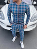 Muscle brothers 2021 new 3D printing retro men's leisure sports men's suit Plaid stripe coat Long pants men's suit