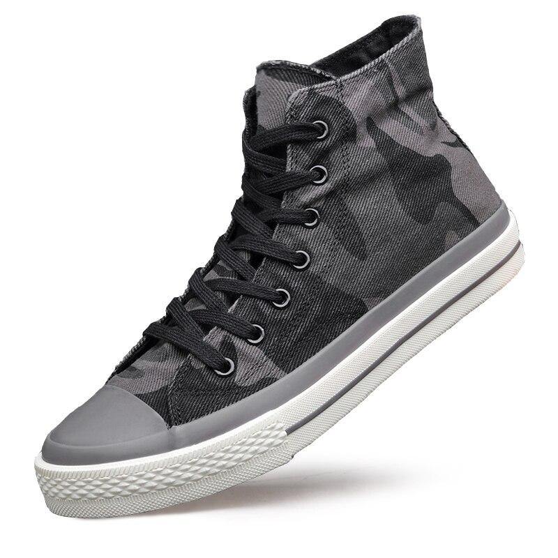 Spring New Men's High-top Canvas Shoes Korean Fashion Camouflage Vulcanized Shoes Round Toe Trend Tie Sneaker Rubber Men Boots - Surprise store