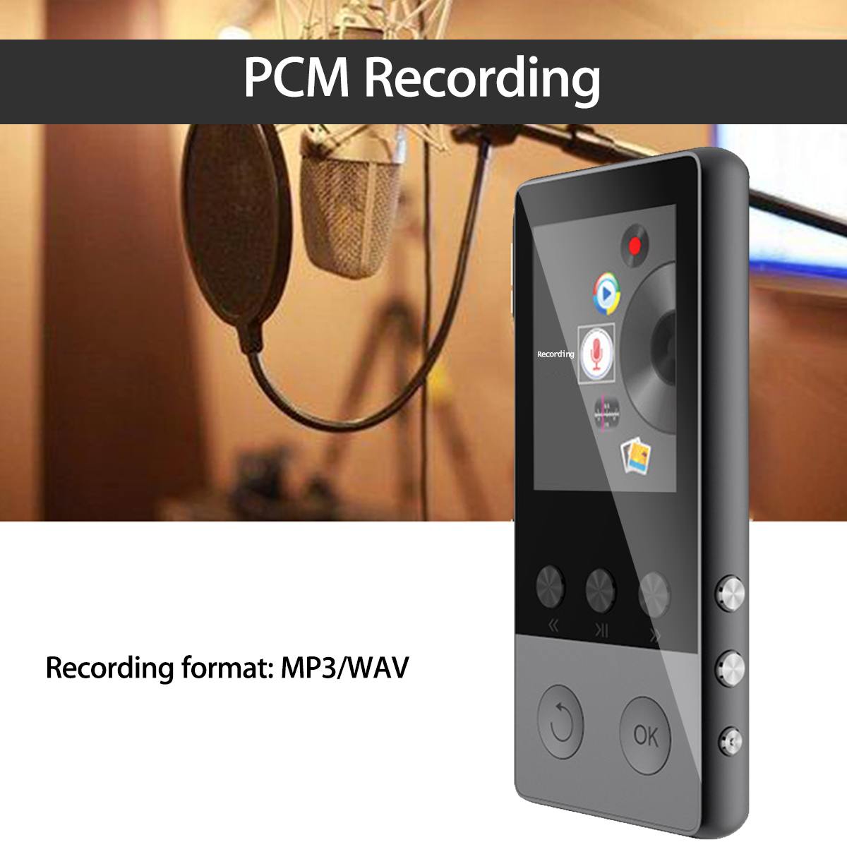 up to 128GB bluetooth MP3 Player Earphones HiFi fm Radio Sport MP 4 HiFi Portable Music Players Voice Recording Recorder TF Card