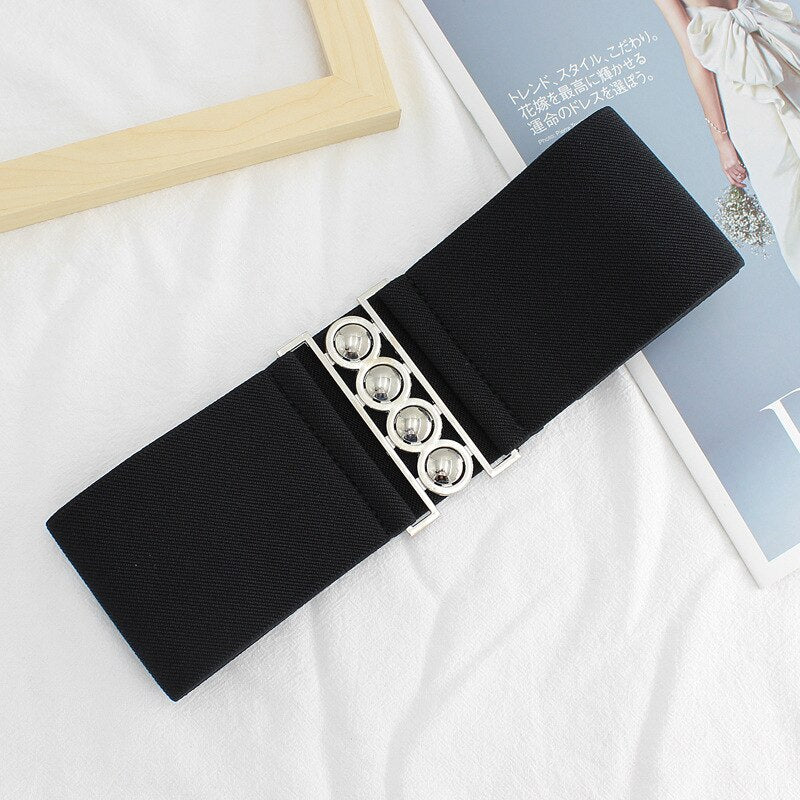 Women's wide belt female designer thick body belt belt fashion elastic dress female luxury white belt elastic red waist 19