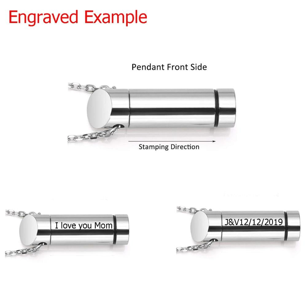 Stainless Steel 3 Colors Cremation Jewelry Ash Urn Necklace Pendant For Men Hip Hop Male Gifts