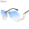 2021 New Irregular Rimless Sunglasses Women Brand Designer Alloy Frame Oversize Gradient Sun Glasses Fashion Female Clear Shades