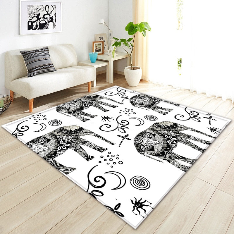 TONGDI BOHO Carpet Anti-skid Modern Elegant Artistic Printing Mat Soft Rug Luxury Decor For Home Parlour LivingRoom Bedroom