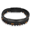 Jiayiqi Fashion Natural Stone Beads Men Bracelet Multilayer Leather Bracelet Punk Jewelry Stainless Steel Magnetic Clasp Bangles