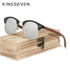 KINGSEVEN Retro Fashion Style Handmade Black Walnut Wooden Sunglasses Men Women 100%Polarized UV400 Lens Semi-Rimless Eyewear