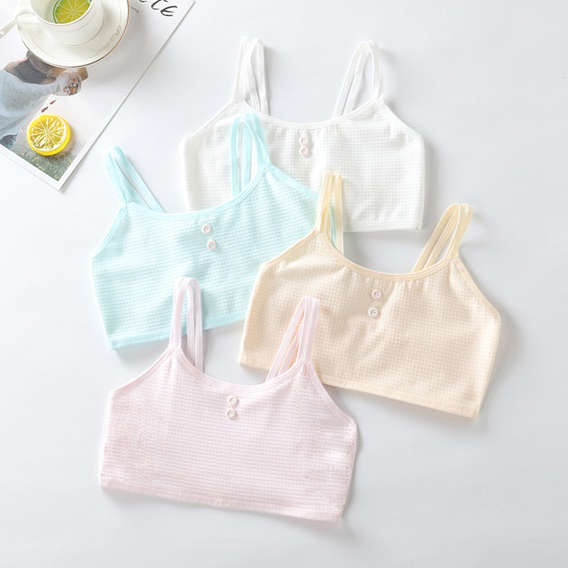 4 Pcs/Lot Girls Brassiere Underwear Cotton Kids Bra Dot Design Adolescente Girls Training Bras Breathable Teenage Girl Tops Crop