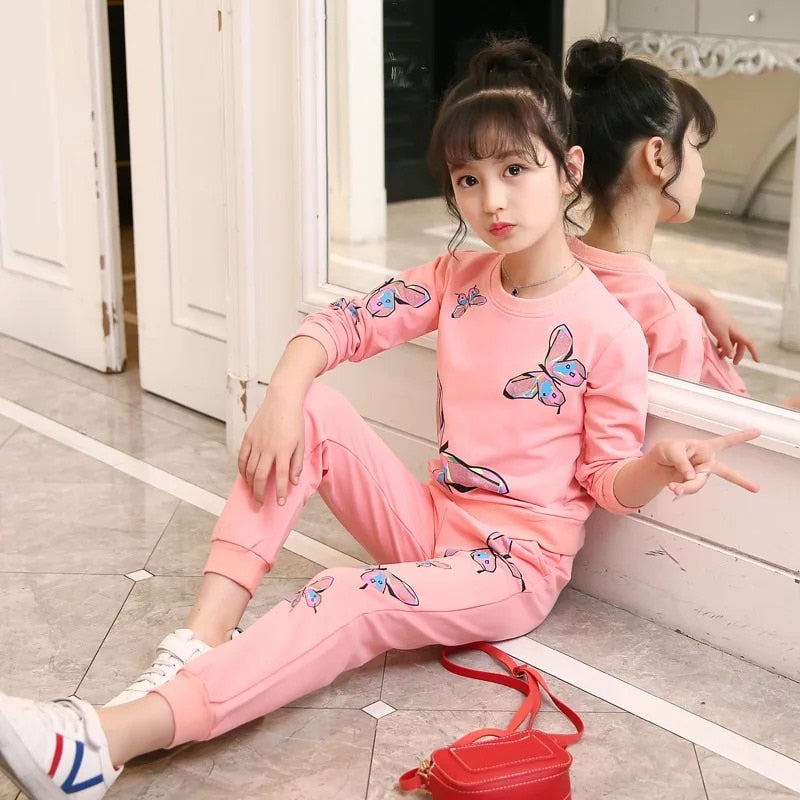 2020 Kids Girls Clothes Sets Long Sleeve T-shirts + Plaid Wide Leg Pants Autumn Children's Clothing Teenage for 7 8 10 12 Years