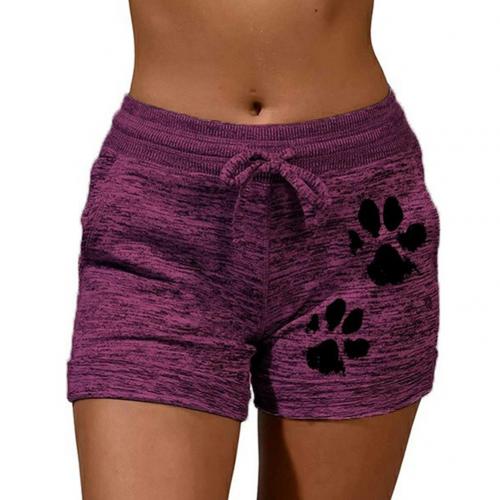 2020 woman shorts Women High Waist Cats Claw Print Drawstring Quick Dry Elastic Sports Shorts Women's Clothing женские шорты