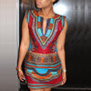2019 Hot Traditional Print Dashiki African Dresses Elegant Women Retro Red Sexy Short Summer Dress Robe Africaine Bazin Riche