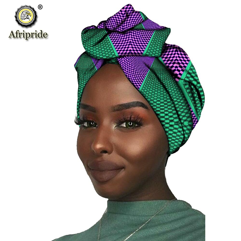 2020 African New Fashion Headwrap Women Cotton Wax Fabric Traditional Headtie Scarf Turban pure Cotton Wax AFRIPRIDE S001