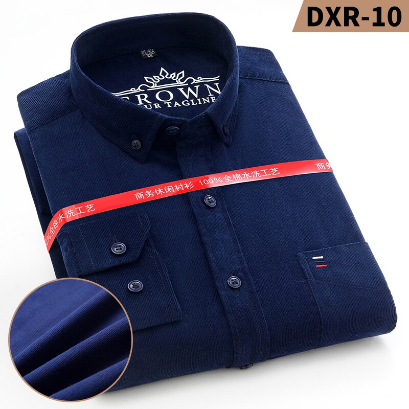 Cotton Corduroy Shirt men long sleeve button collar quality warm easy care regular fit simple business mens casual shirts