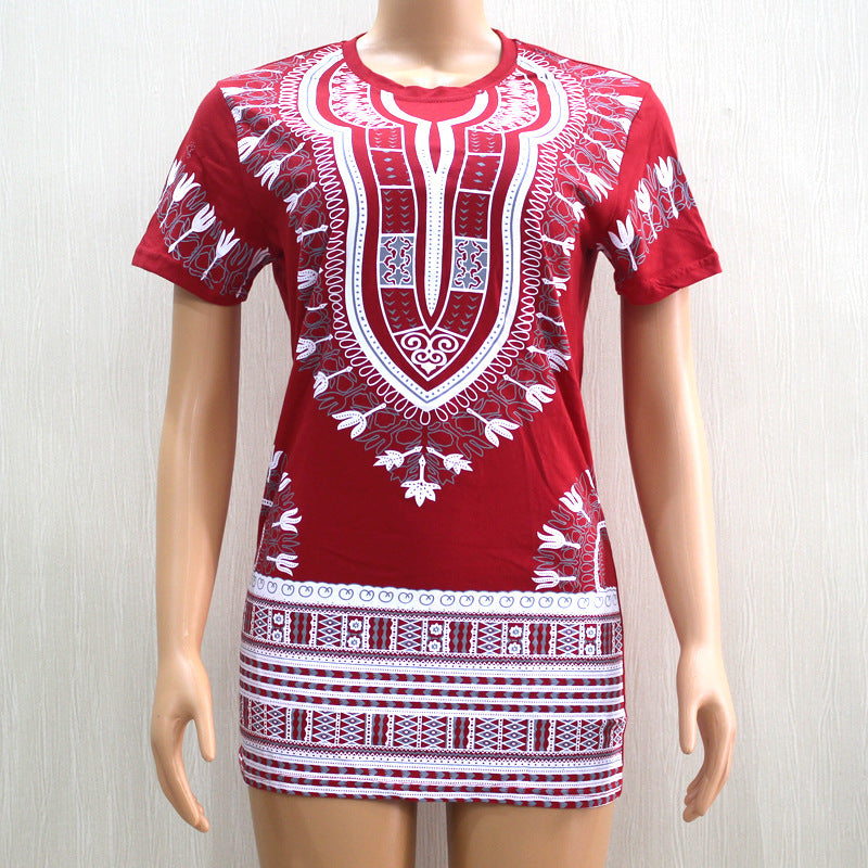 2019 new arrival summer elegent fashion style african women printing plus size dress M-XL