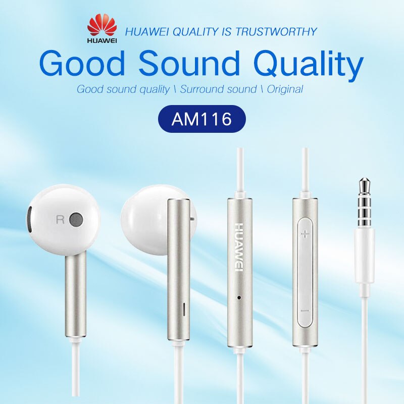 Huawei 100% Original Noise Reduction Wired Headset for Mate9 P10plus Honor 8x V20 V10play Nova2s 9i V9play AM116 Headset