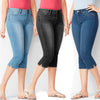 4XL Plus Size Jeans Women's Capri Pants Summer Breeches Mid Waist Washed Denim Shorts Calf-Length Cotton Casual Clothing