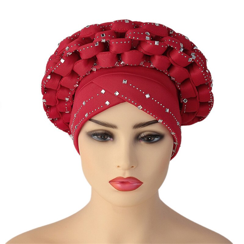 2021 Muslim Latest Shinning Sequins Headties Turban Cap for Women Ready To Wear Head Wraps African Auto Geles Headtie Bonnet