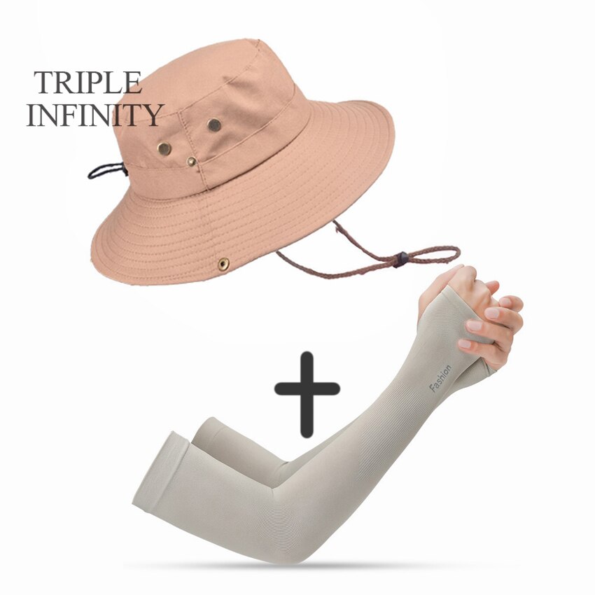 Outdoor Summer Men's Sun Hat Wide Brim Breathable Mountaineering Hiking Bucket Hat Anti-UV Sun Protection Sunshade Fishing Hat