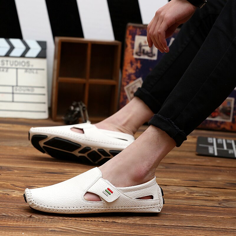 Genuine leather Sandals Men Leather shoes Men'S Sandals Male Comfortable Summer shoes Men Outdoor Beach Casual Shoe Big Size 47