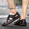 Sandals Shoes For Men's Big Foot Slippers Summer Breathable Genuine Leather deadlift Casual Driving Beach Dad Outdoor soft soled