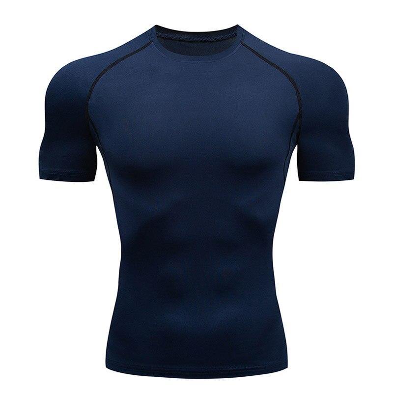 Compression T-shirt Men Running Tights Lycra Tee Shirt Male Bodybuilding Top Black Tees Men's Clothing Short Sleeve T-shirt - Surprise store