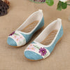 Veowalk New Flower Embroidered Women Breathable Flats Slip On Cotton Fabric Linen Comfortable Old Peking Ballerina Flat Shoes
