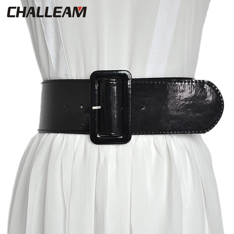 Fashion Women's Wide Belt Women's Wild Pin Buckle Faux Leather Lightweight Small Waist Seal x220