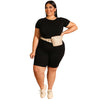 Big Beautiful Women Summer Set T Shirt+Shorts Set Female 2 Piece Outfits Plus Size Suit Oversize Women Two Piece Sets Tracksuit