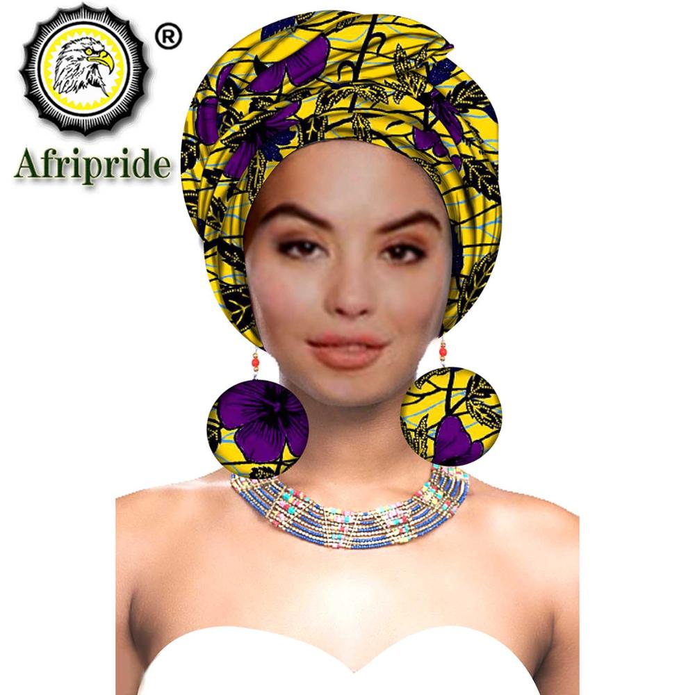 African Turbans African Headwraps for Woman African Headscarf Nigerian Headtie with Matching Earring Dashiki Ankara Wax S20H004