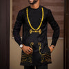 Men's T-shirt Long Sleeve Mid-length Yellow Print Summer African Fashion Ethnic Top Oversized Men's T-shirt Clothing Plus Size