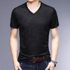 Ymwmhu 100% Cotton T-shirts Men Short Sleeve V-neck Summer Tops Casual Slim Fit Men T Shirt Fashion Tee Shirt Homme Clothes