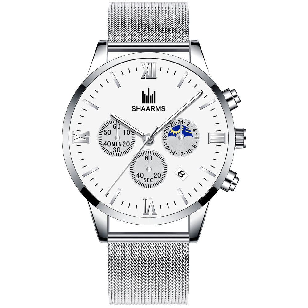 New Top Men Watches Male Calendar Stainless Steel Mesh Casual Quartz Watch Relogio Masculino Men's Business Wristwatch Clock Hot