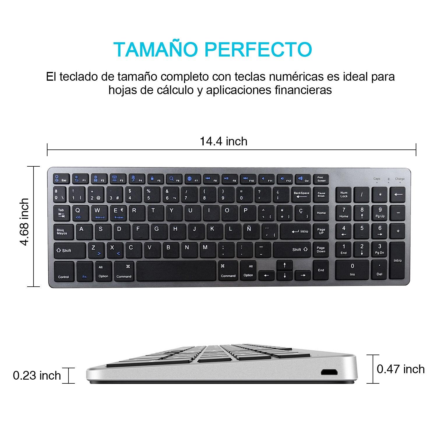 Zienstar Spanish Wireless Bluetooth Keyboard for Ipad,MACBOOK,LAPTOP,Computer and Android Tablet ,Rechargeable Lithium Battery - Surprise store