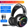 Gaming Headsets Gamer Headphones Surround Sound Stereo Wired Earphones USB Microphone Colourful Light PC Laptop Game Headset