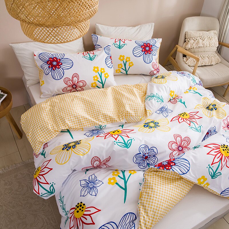 Simple Flower Bed Linen Bed Comforter King Size Comforter King Size Nordic Style Bedding Set Single Duvet Cover