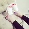 Sandals Women Square Heels Summer Sandals Peep Toe Ladies Multi Colors Wedge Shoes Sandalias de Verano Para Mujer