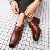 2020 New Business Pointed Flat Shoes Men Designer Formal Dress Carved Leather Shoes Men's Loafers Festival Party Wedding Shoes - Surprise store