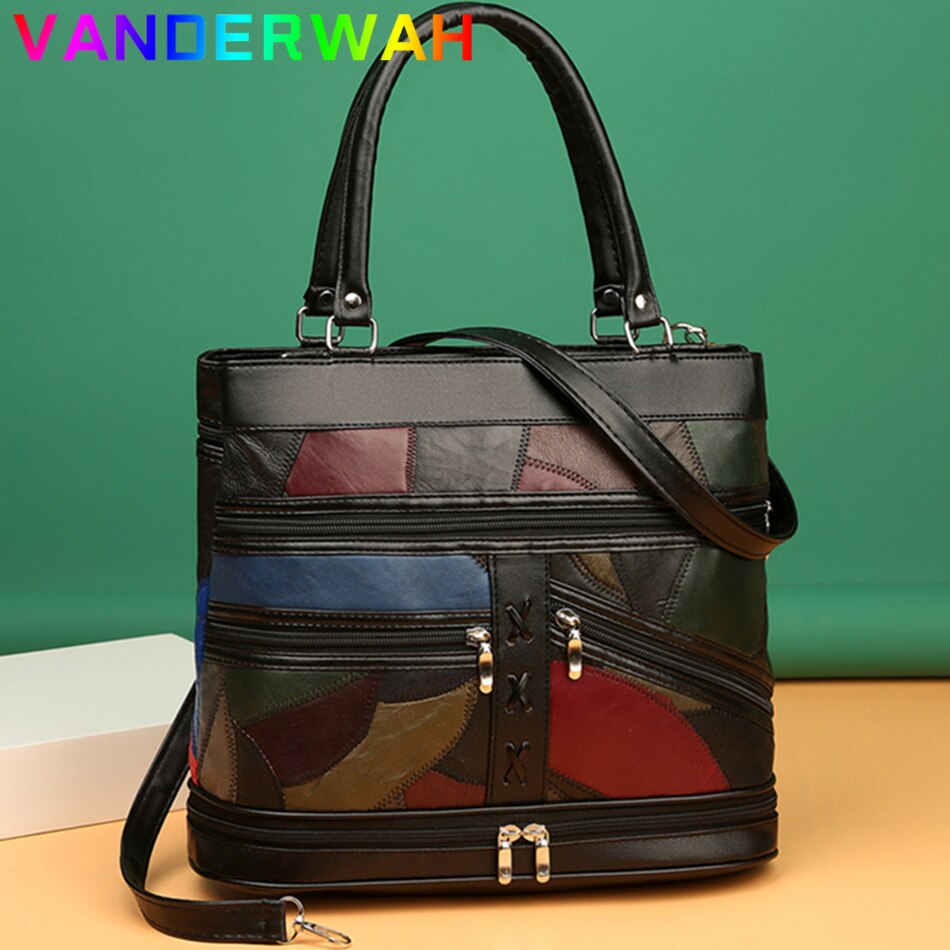 Luxury Sheepskin Bags for Women 2021 Fashion Patchwork Handbags Ladies Genuine Leather Shoulder Crossbody Bag High Quality Sac