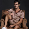 Spring Summer Autumn Men Satin Silk Pajamas Sets of T-shirt & Shorts Male Pijama Sleepwear Leisure Home Clothing Loungewear
