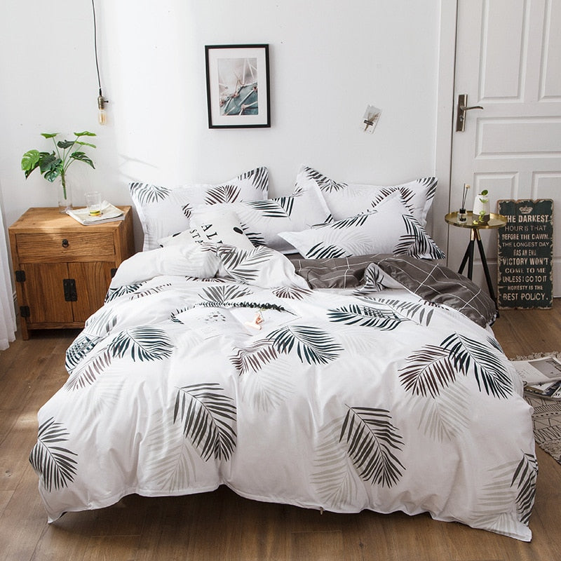 Classic Black White Grid Bedding Set Fashion Polka Dot Double Bed Linens Cover Set Quilt Pillowcase Shinging Star Pattern