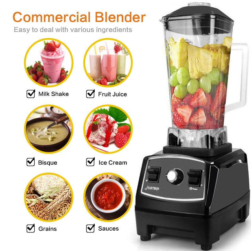 24 Month Warranty BPA FREE 3HP 2200W Heavy Duty Commercial Blender Juicer Ice Smoothie Processor Mixer
