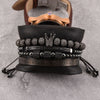 4pcs/set Hip Hop Braided Braiding Bracelet Men Pave CZ Zircon Crown Bracelet Luxury Jewelry