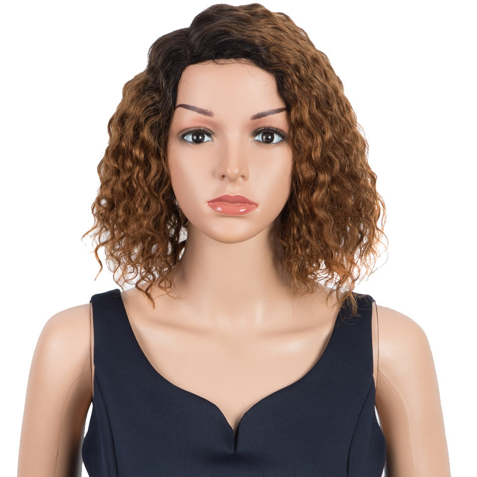 Trueme Short Water Wave L Part Lace Human Hair Wigs Remy Brazilian Lace Part Wig Pixie Cut Short Bob Curly Wigs For Black Women