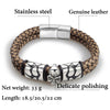 Pop Bohemian Style 316 Stainless Steel Men's Bracelet Ghost Head Accessories Woven Wine Leather Woman Bracelet 7 Day Delivery