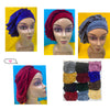 Shining Sequins Muslim Turban Cap Women Sequence Ready Female Head Wraps African Auto Gele Aso Oke Headwear Already Made Headtie