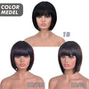 Short Bob Wigs With Bangs Straight Synthetic Hair Glueless Cosplay Wig For Black/White Women Heat Resistant Hair 8inch Annivia