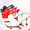 Marian Sqaure Toe Red Quilted Mule Heels Shoe Black PU High Heel Shoes Women Sandals Sliper Woman Shoes zapatos mujer White Blue